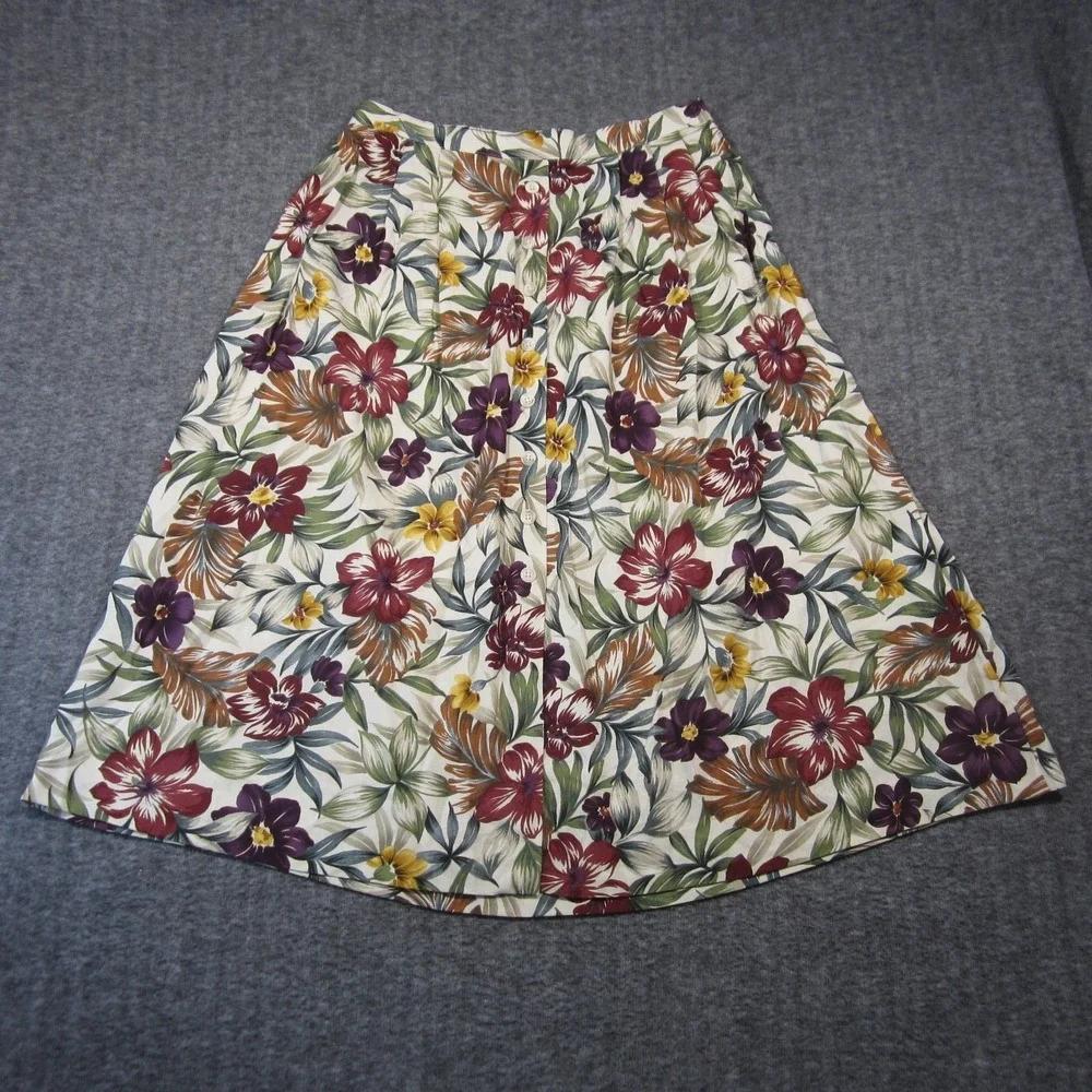 Vtg Alfred Dunner Floral‎ Pleated Midi Skirt 18W Autumn Cottagecore Grandma USA